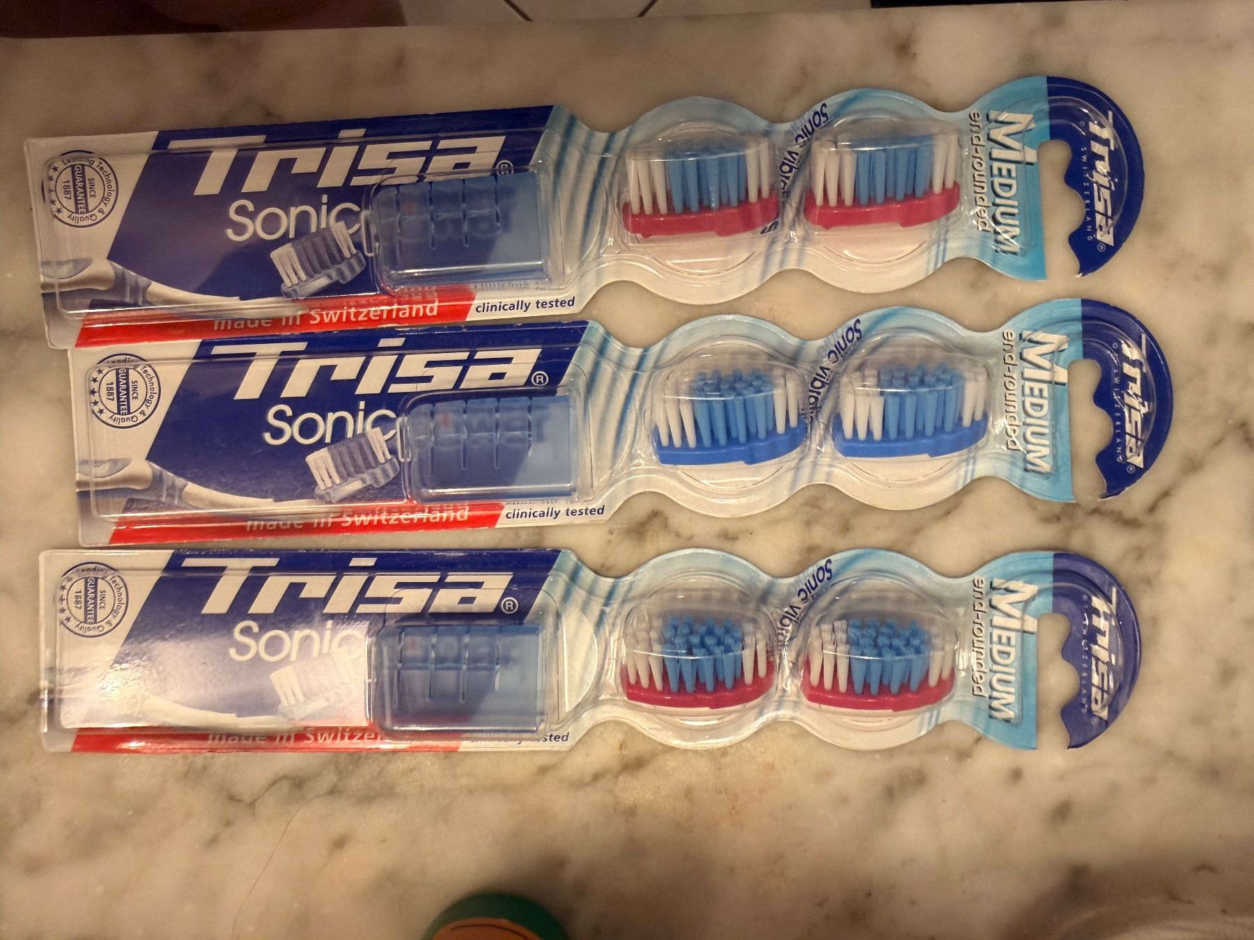 Trisa Cura dei denti: 6 Têts de brosse à dent Trisa Sonic power – Nuovo e nell'imballaggio originale da St-Imier venduto da frederique6
