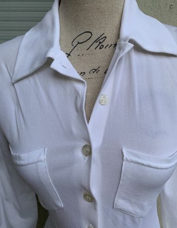 Superbe chemisier blanc seyant MORGAN nylon doux t.S-M