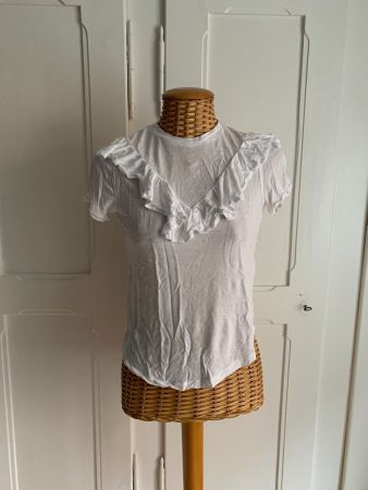 T-Shirt weiss mit Volants - XS