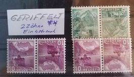 3 Kehrdruck Landschaften Geriffeltes Papier postfrisch