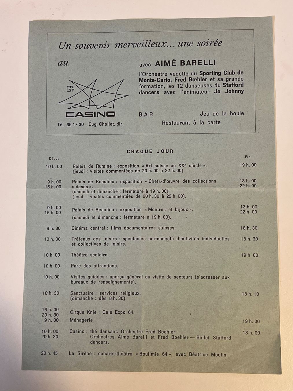 Documents: Programme journalier exposition nationale Lausanne 1964 – D'occasion à Satigny par buc_d7s5 1