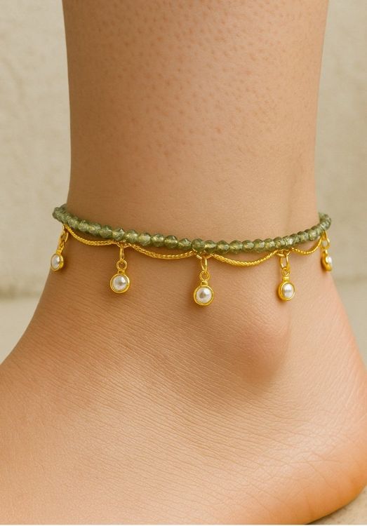 Kaufe Doppelschichtige Blätter Charm Fußkettchen Fußkette Sommer Damen