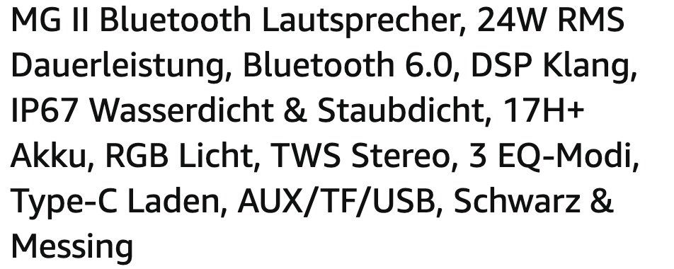 MG Casse acustiche: MG II Bluetooth Lautsprecher  24 W – Nuovo (secondo la descrizione) da Regensdorf venduto da siro.21 3