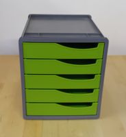 Büro Schubladenbox A4 mit 5 Schubladen grün/grau