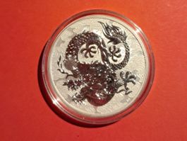 1OZ UNZE DRAGON CHINESISCHER DRACHEN SILBER 9999 2021 QUEEN