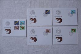Pro Juventute 1996 5 FDC Satz & Einzelmarken SBK J340 - J343