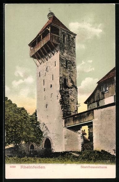 Cartoline postali: Rheinfelden, Storchennestturm mit brüte – Usato da Berlin venduto da bartko-reher