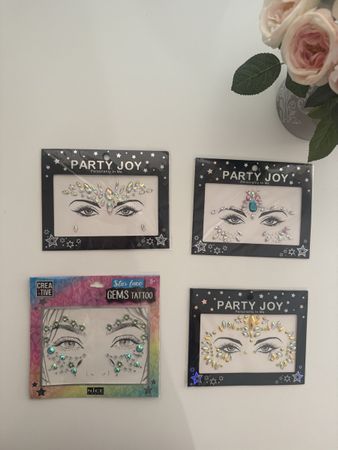 Gesichtsschmuck Aufkleber Set 4 Stück neu