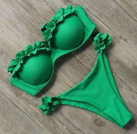 Wunderschönes Grünes Bikini trägerlos Gr S
