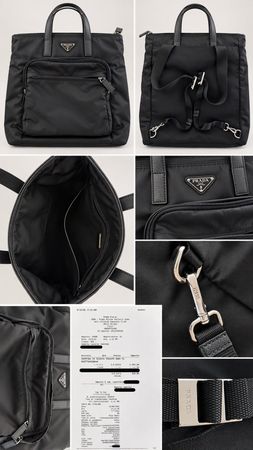 Original Prada 2VG098 Re-Nylon Tragetasche Schwarz