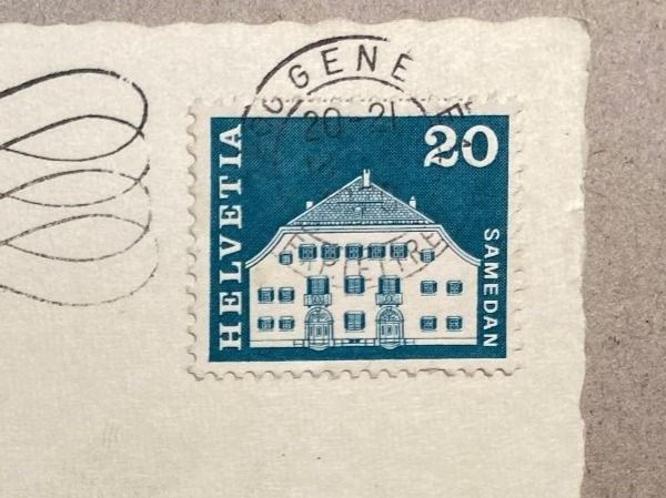 Cartoline postali: Palais des Nations Genf  mit Mont Blanc – Usato da Oberägeri venduto da Nussbi6 2