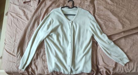 Damen Strickjacke beige Kaschmir Wolle Seide Grösse M/L
