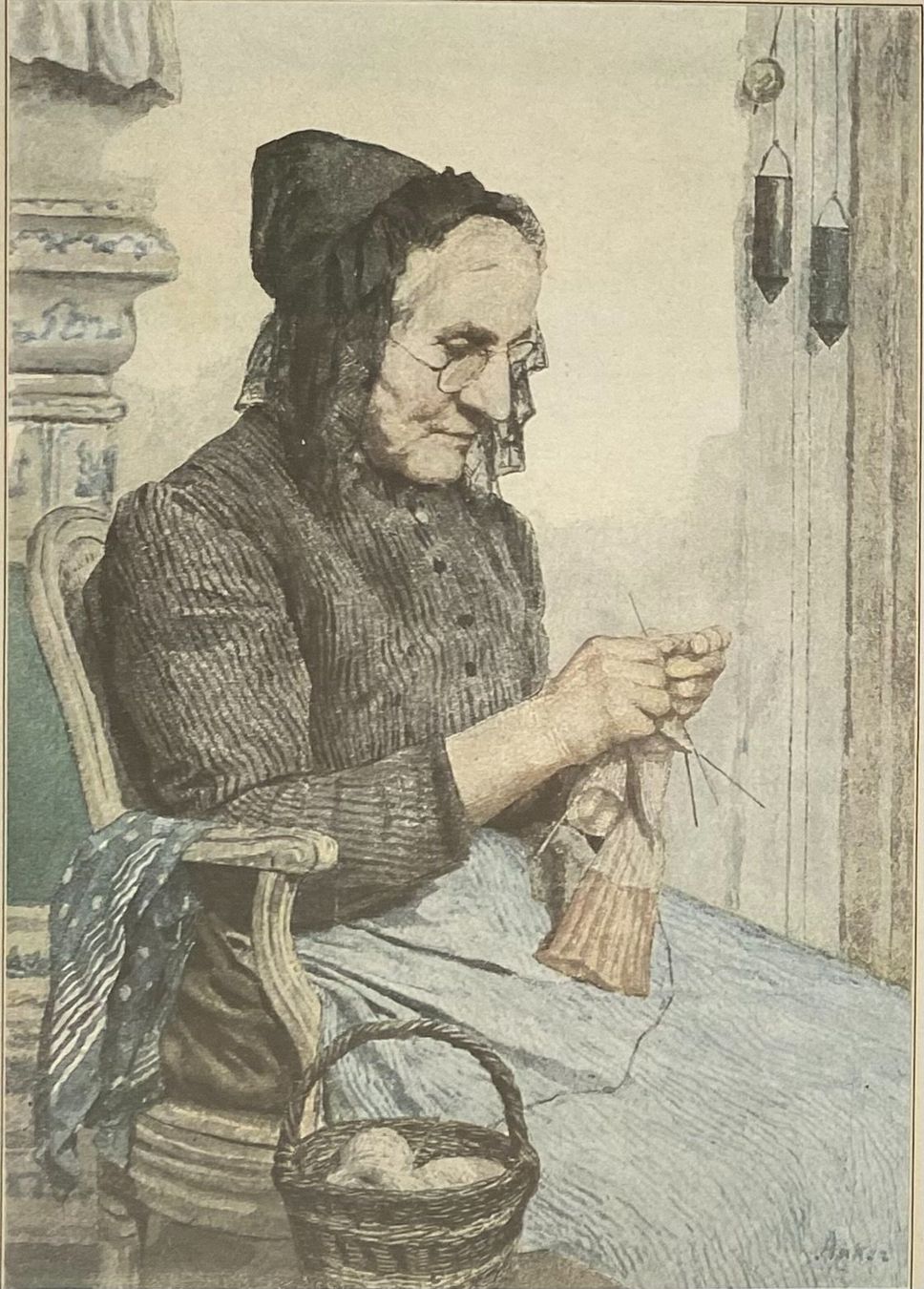 Posters & Illustrations: Anker Albert  * Strickende Grossmutter * – D'occasion à Utzenstorf par Buck-Art 1
