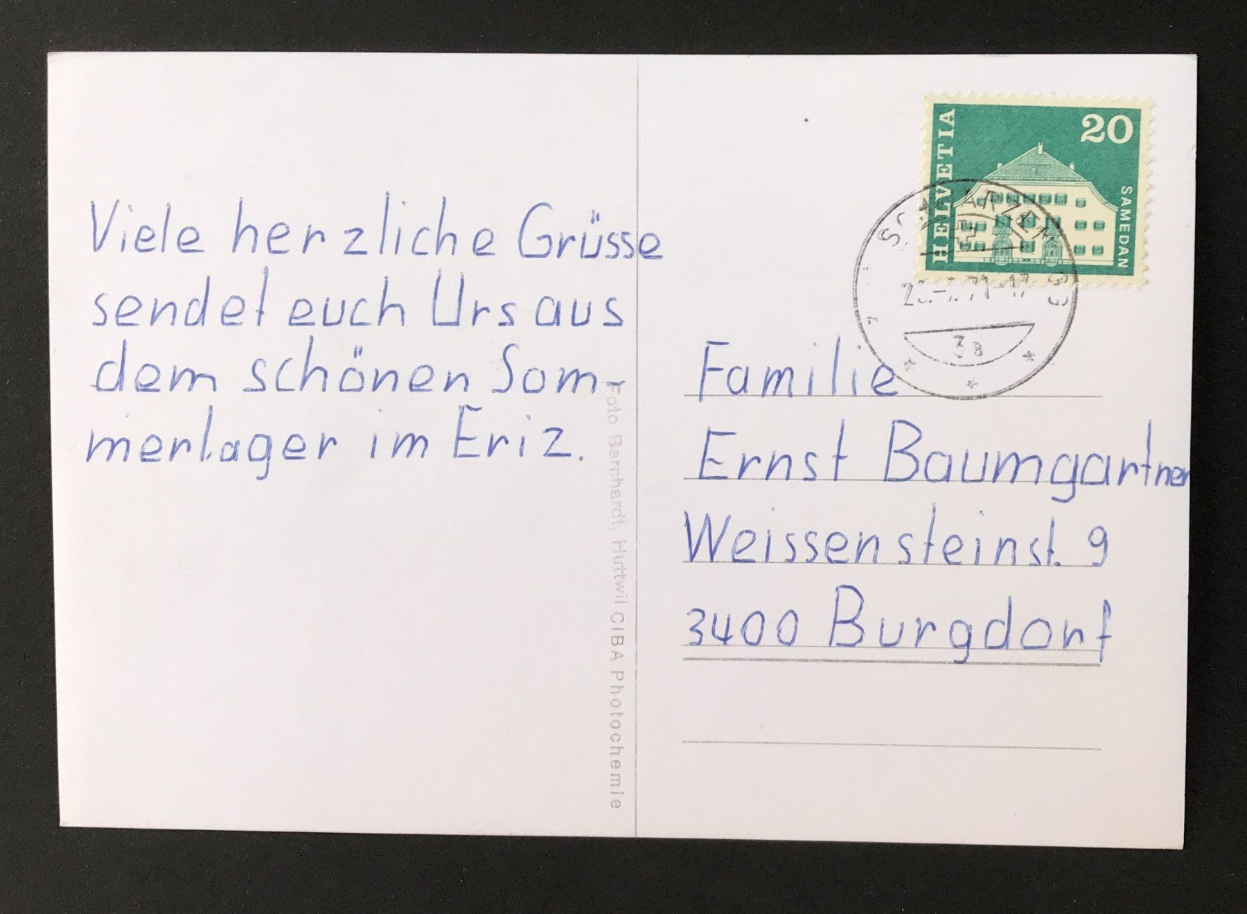 Cartoline postali: ANSICHTSKARTE HUTTWILER FERIENHEIM IM ERIZ – Usato da Ostermundigen venduto da wini63 1