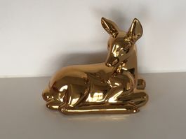 Goldenes Rehkitz aus Keramik