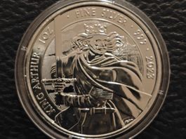 1Oz. 999. 2 Pounds British Silver "King Arthur" 2023 Stgl.