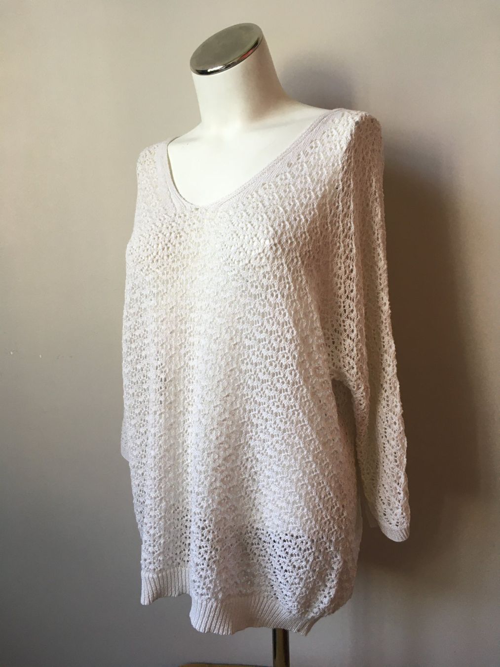 Zebra Top: Pull d'été ajouré blanc - L - 87% coton – Usato da Troinex venduto da Irisglo