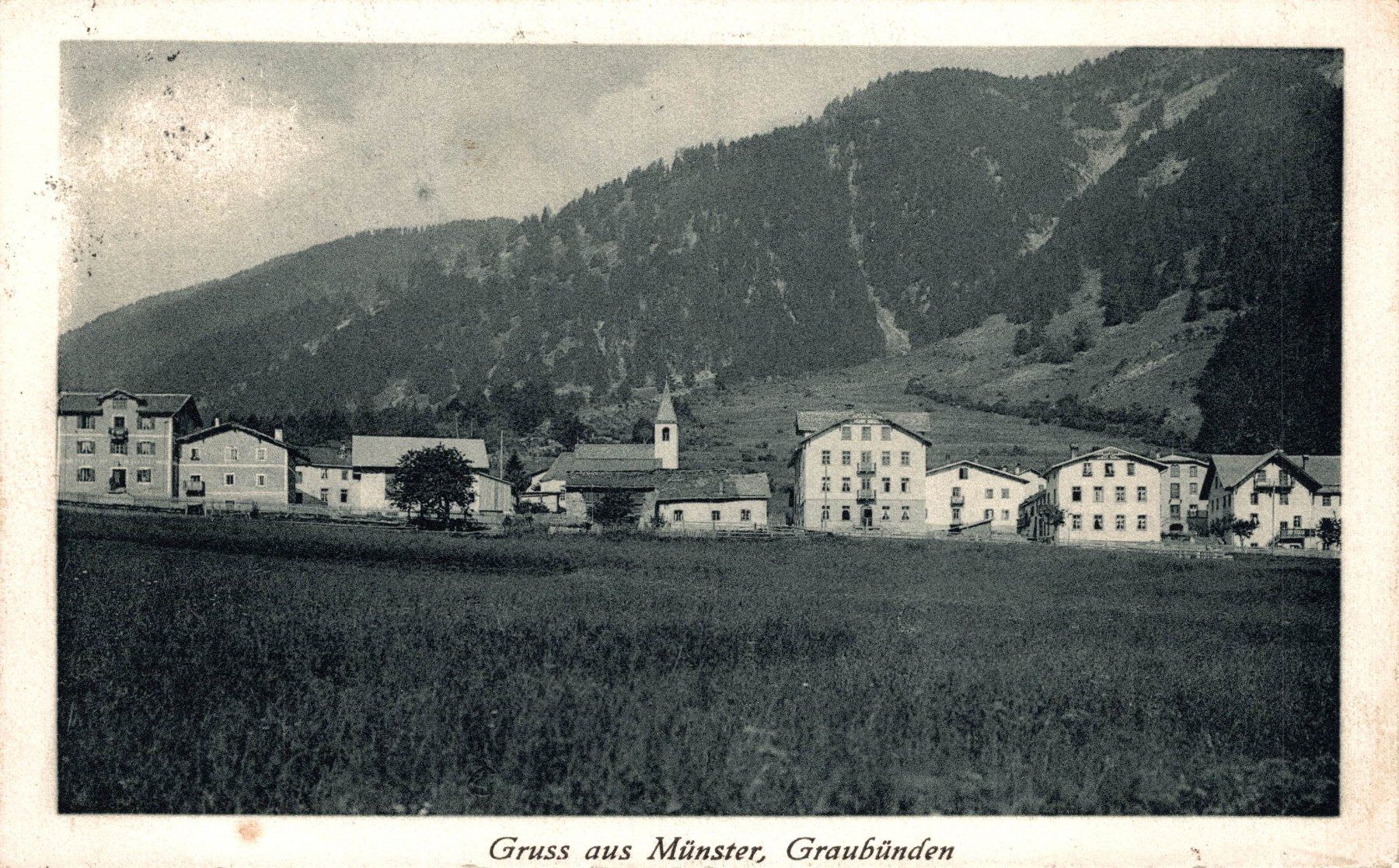 Cartoline postali: Gruss aus Münster. Graubünden – Usato da Bronschhofen venduto da Astore