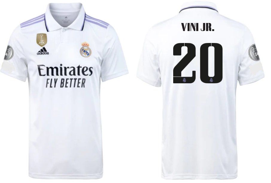 Maillot Extérieur Real Madrid 2020/21 - Vinicius Junior #20, Taille L, Neuf Avec étiquette - Modifié Avec Flocage