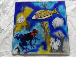 Glasplatte Kunst  L und B 25cm/Dicke ca. 6mm