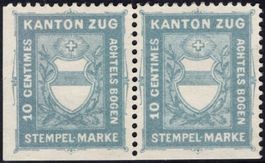 10 Cent. Fiskalmarken-Paar vom Kanton ZUG