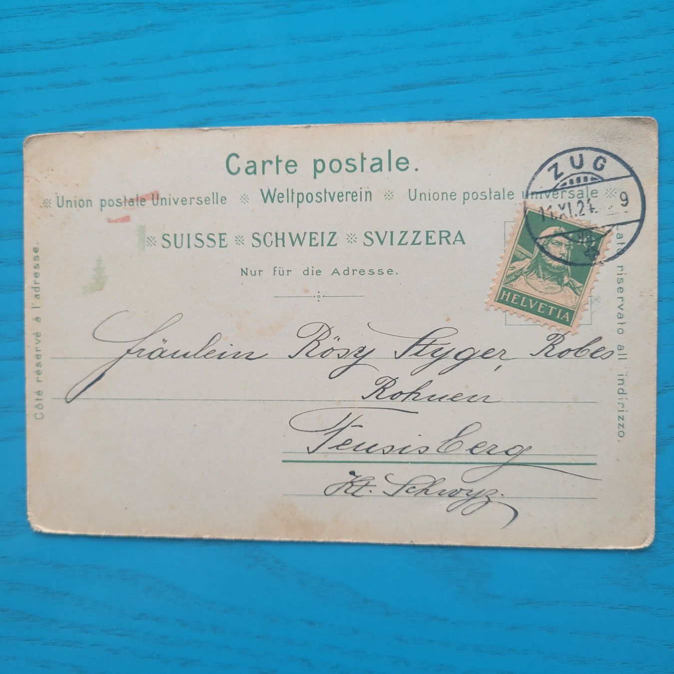 Cartoline postali: Zug   1924 – Usato da SCHÜBELBACH venduto da CoKaHa 1