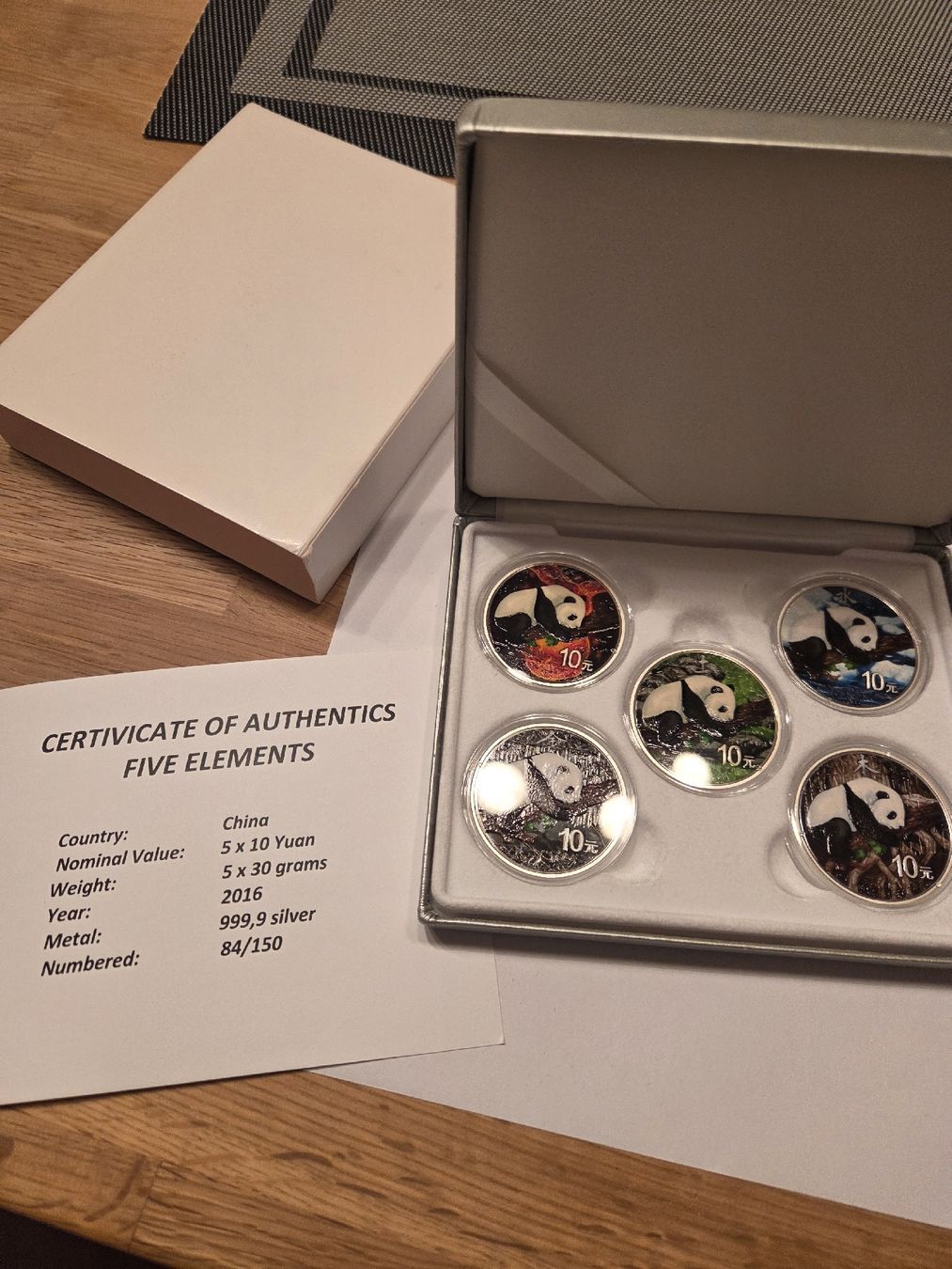 Tutti le monete: China Panda Münzen "The Five Elements" 5x10 Yuan 2016 Silber – Nuovo e nell'imballaggio originale da Kägiswil venduto da pro_hm55 1