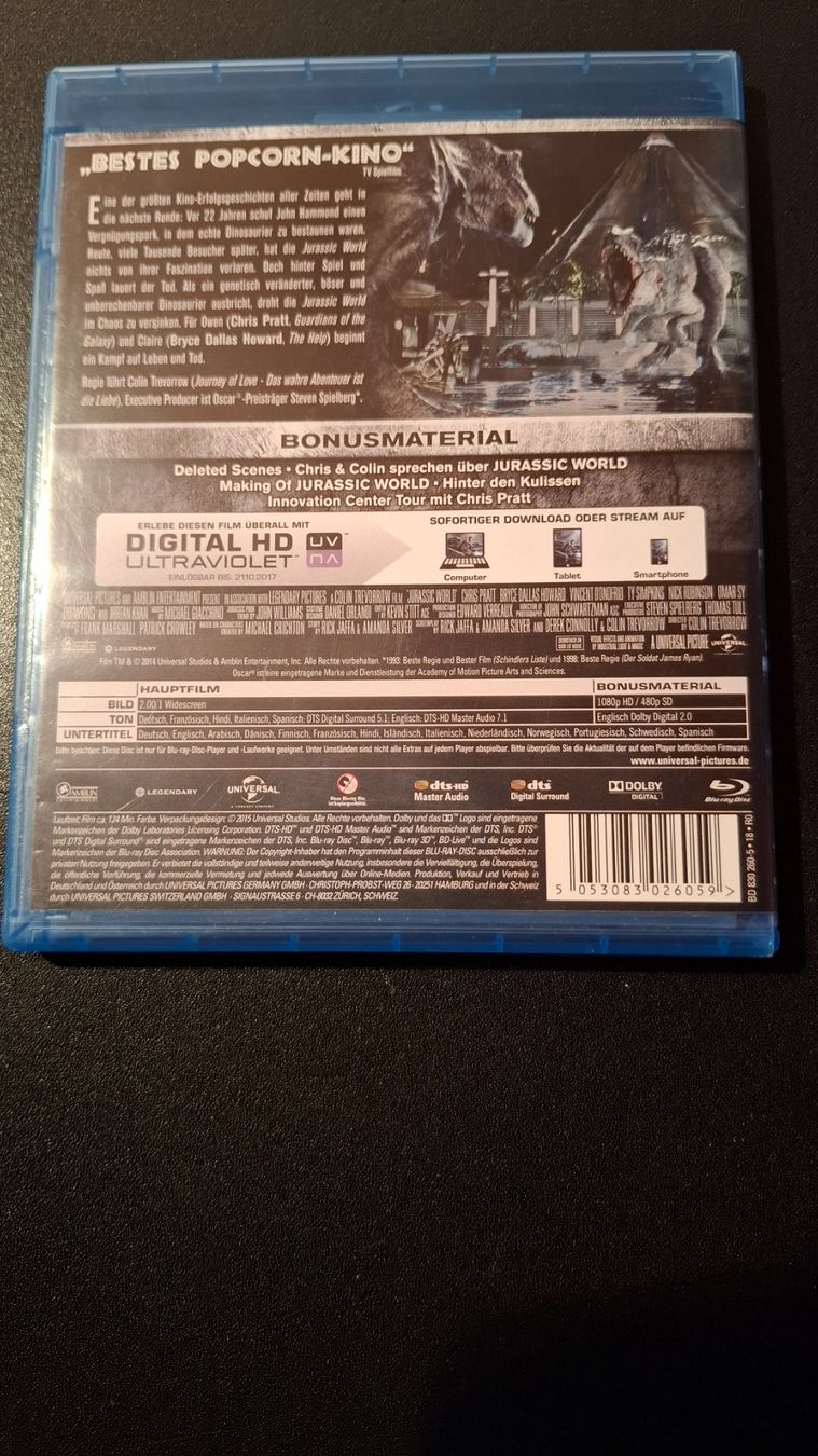 Tutti i DVDs: *Jurassic World* Blu-Ray-Disc / ab 12 J. – Usato da Brütten venduto da Sigimi 1