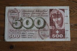 Schweiz 500‑Franken Banknote – ältere Ausgabe – Vorder‑ & Rü