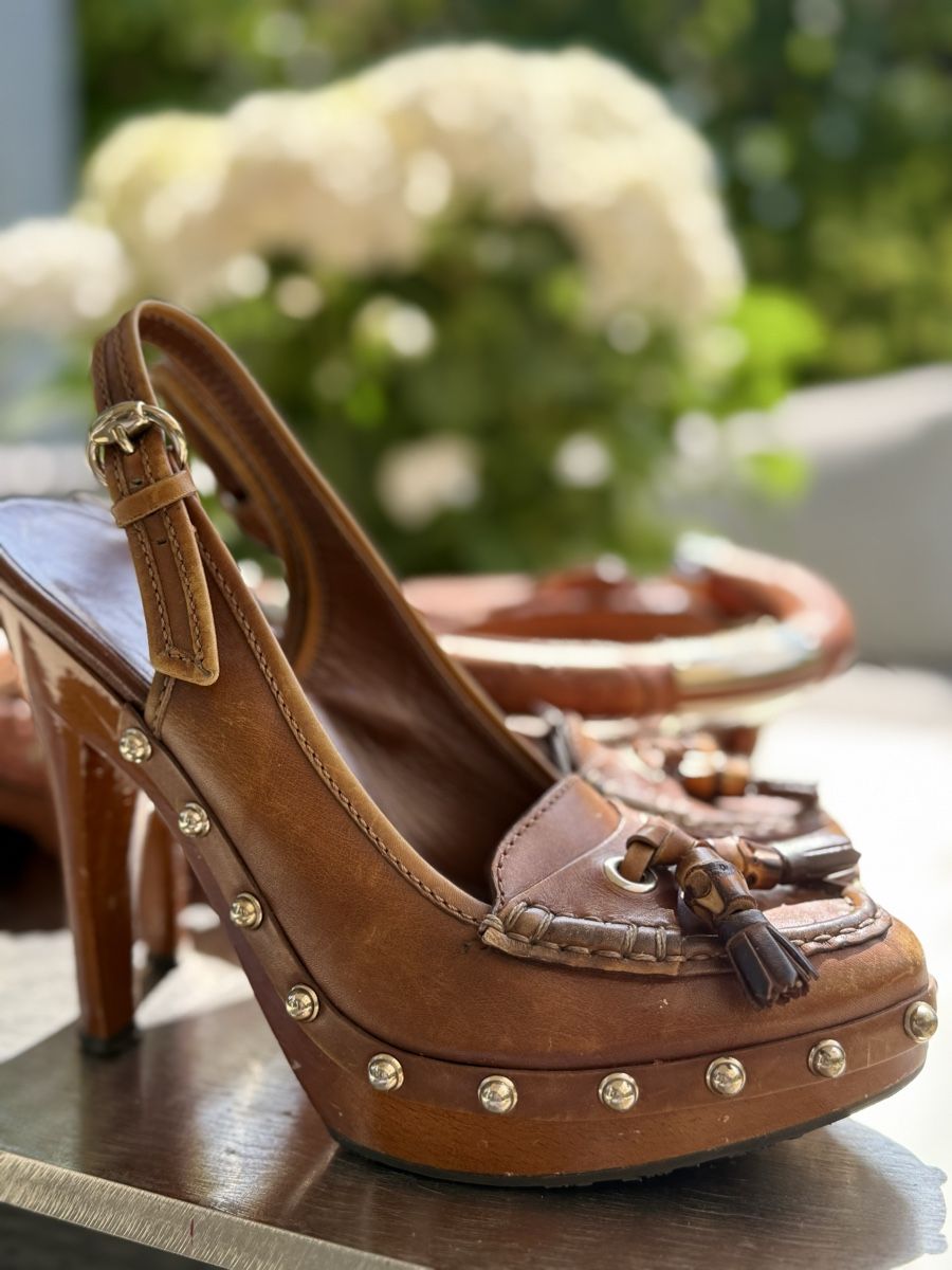 Gucci Scarpe da donna: Gucci Slingbacks mit Fransen –  in Cognac – Usato da Bassersdorf venduto da goldenone01