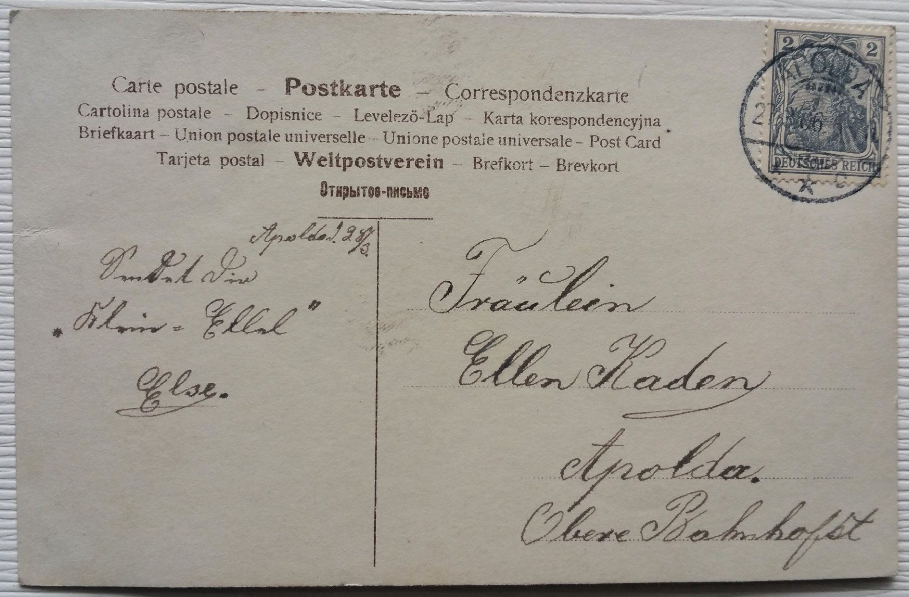 Cartoline postali: AK Ansichtskarte, Mädchen mit Puppe (V), 1906 – Usato da Oberriet SG venduto da Manick 2