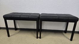 2er Set Hocker schwarz Echtleder Metallgestell gebraucht