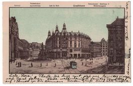 Zürich, Bahnhofplatz, Künstlerkarte gelaufen 1905