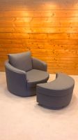 Moderner Drehsessel Lese Sessel mit passendem Hocker in Grau