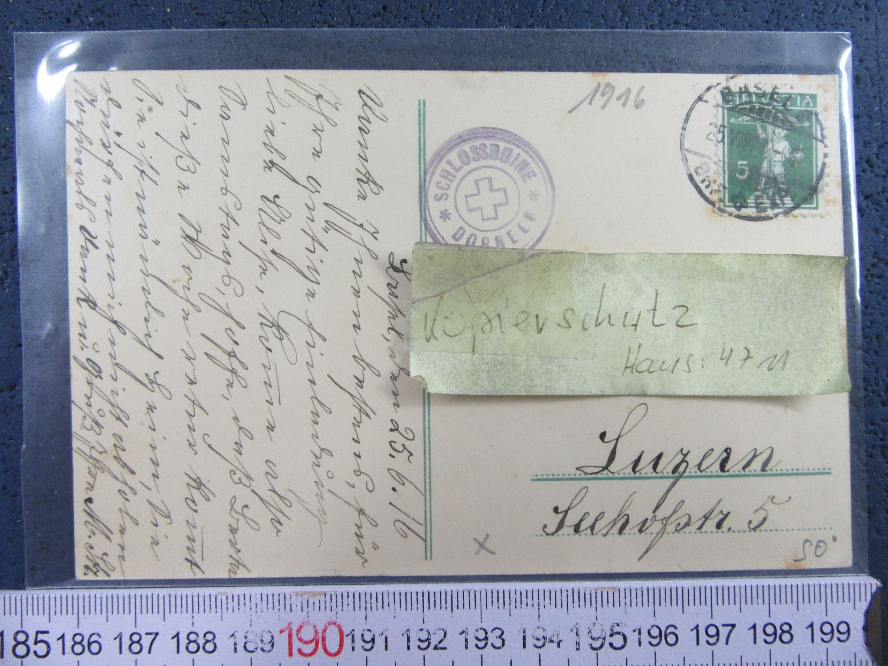 Cartoline postali: SCHLOSS DORNACH VOR DER ZERSTÖRUNG 1798 SO AK1916 – Usato da Ettingen venduto da Hausi4711 1