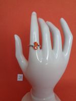 Silberring mit 2 orangen Steinen - Sterling Silber 925 Gr.50
