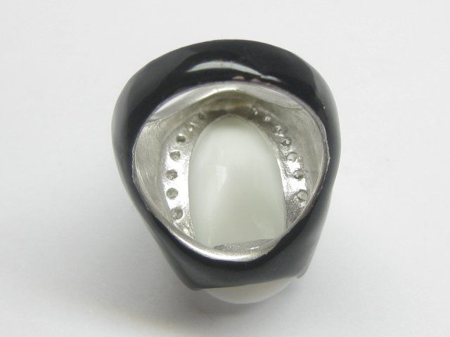 Anelli: spezieller Ring Silber 925 emailliert weisser Stein Gr. 57 – Usato da Ermatingen venduto da Decovin 5