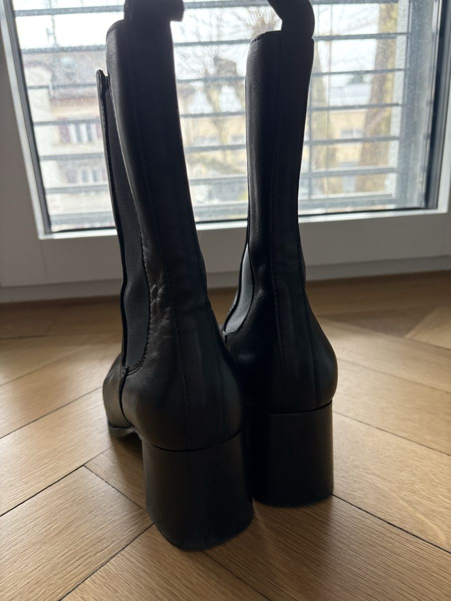 Damenschuhe: Black leather boots Manfield Gr. 38 – Neu (gemäss Beschreibung) aus Zürich von zba_7pzv 2