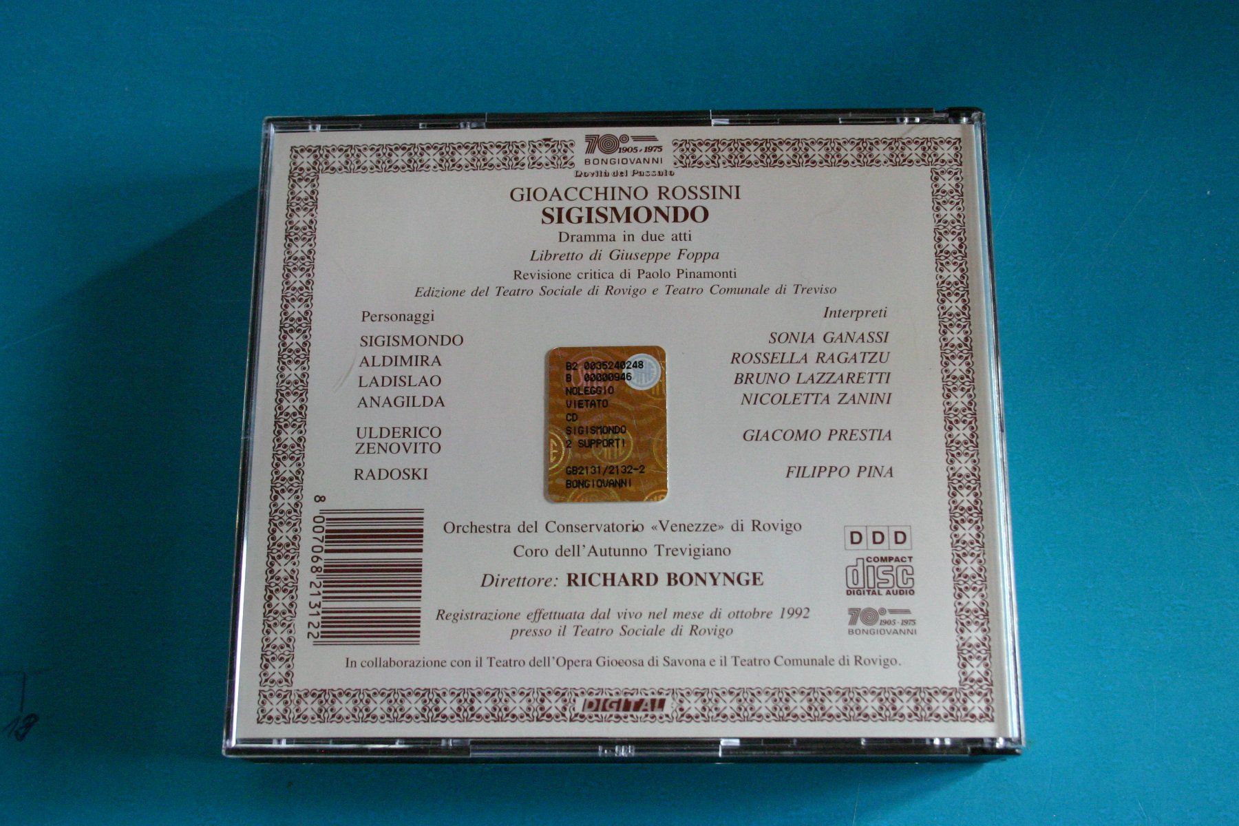 CDs: ROSSINI SIGISMONDO – D'occasion à Winkel par Gallica 1