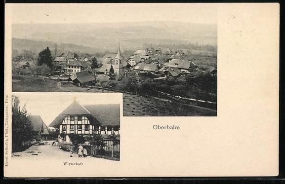 Cartoline postali: Oberbalm, Ortsansicht mit Kirche, Gastha – Usato da Berlin venduto da bartko-reher