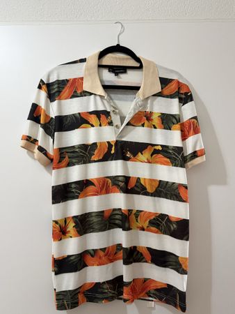 Dsquared2 Poloshirt Blumenmuster Hawaii Sommer Gr. XL TOP Zu