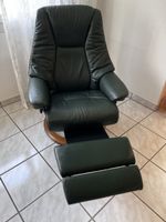 Relaxsessel StresslessLeder dunkelgrün mit Fussteil