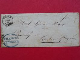 1859: EIDGEN. MILITÄRSCHULE von THUN, hellblauer Stempel