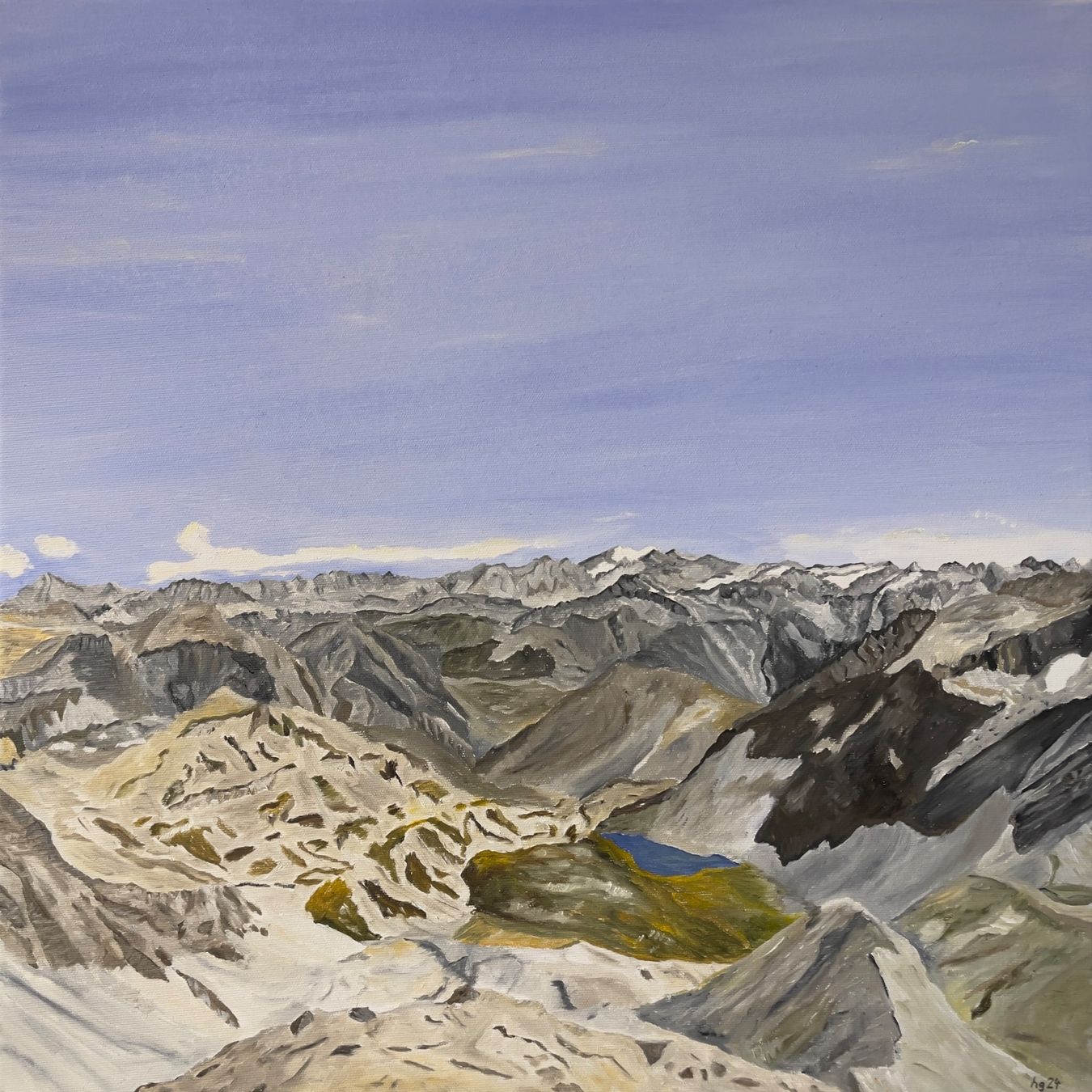 Gemälde: Alpenpanorama: Gletscherhorn Avers – Neu (gemäss Beschreibung) aus Beinwil am See von Bergbilder 4