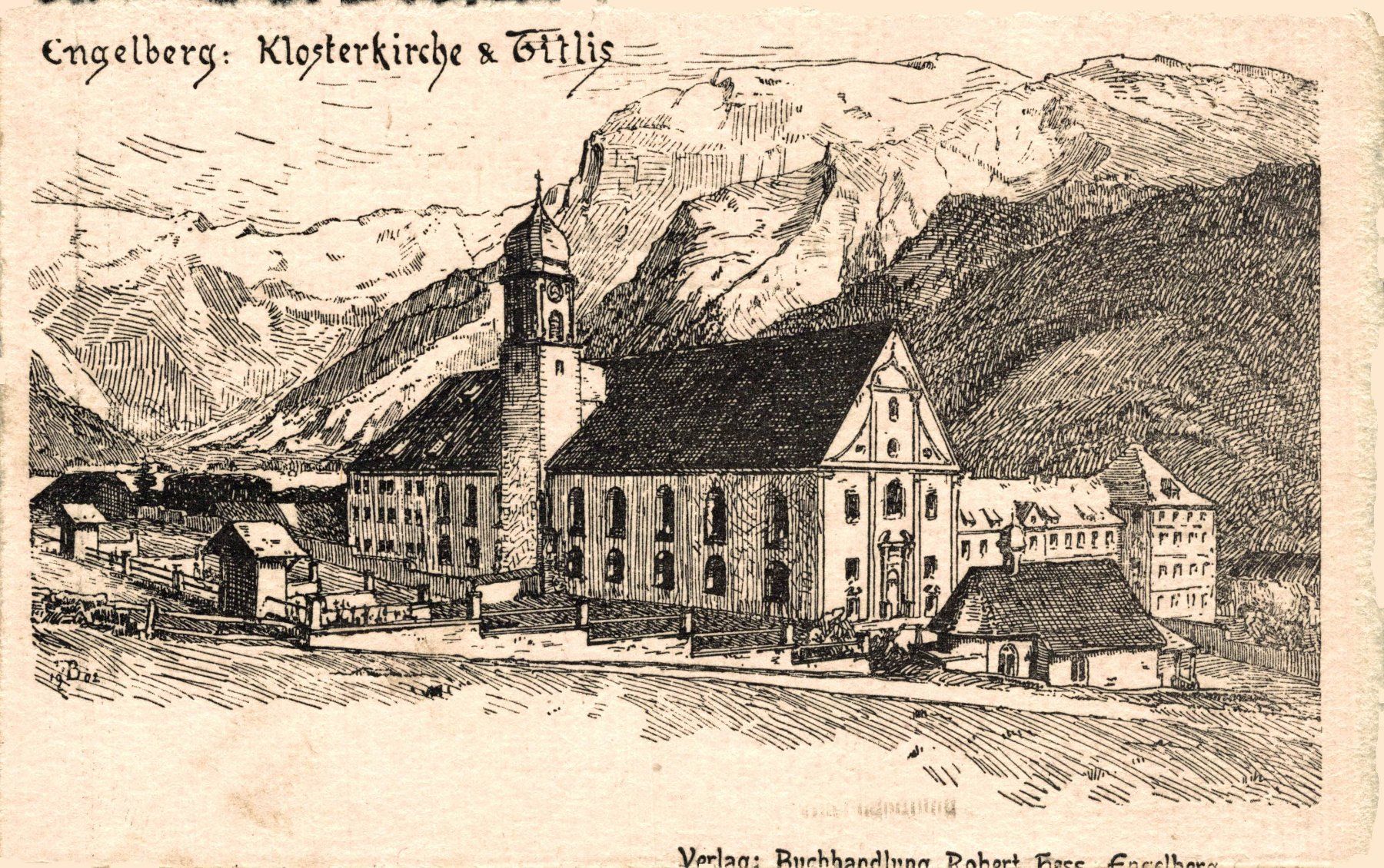 Cartes postales: Engelberg. Klosterkirche & Titlis – D'occasion à Bronschhofen par Astore