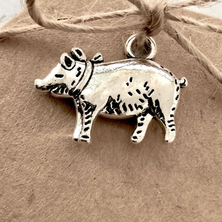 14K Gold Hängebauch Schwein Charm - Österreich