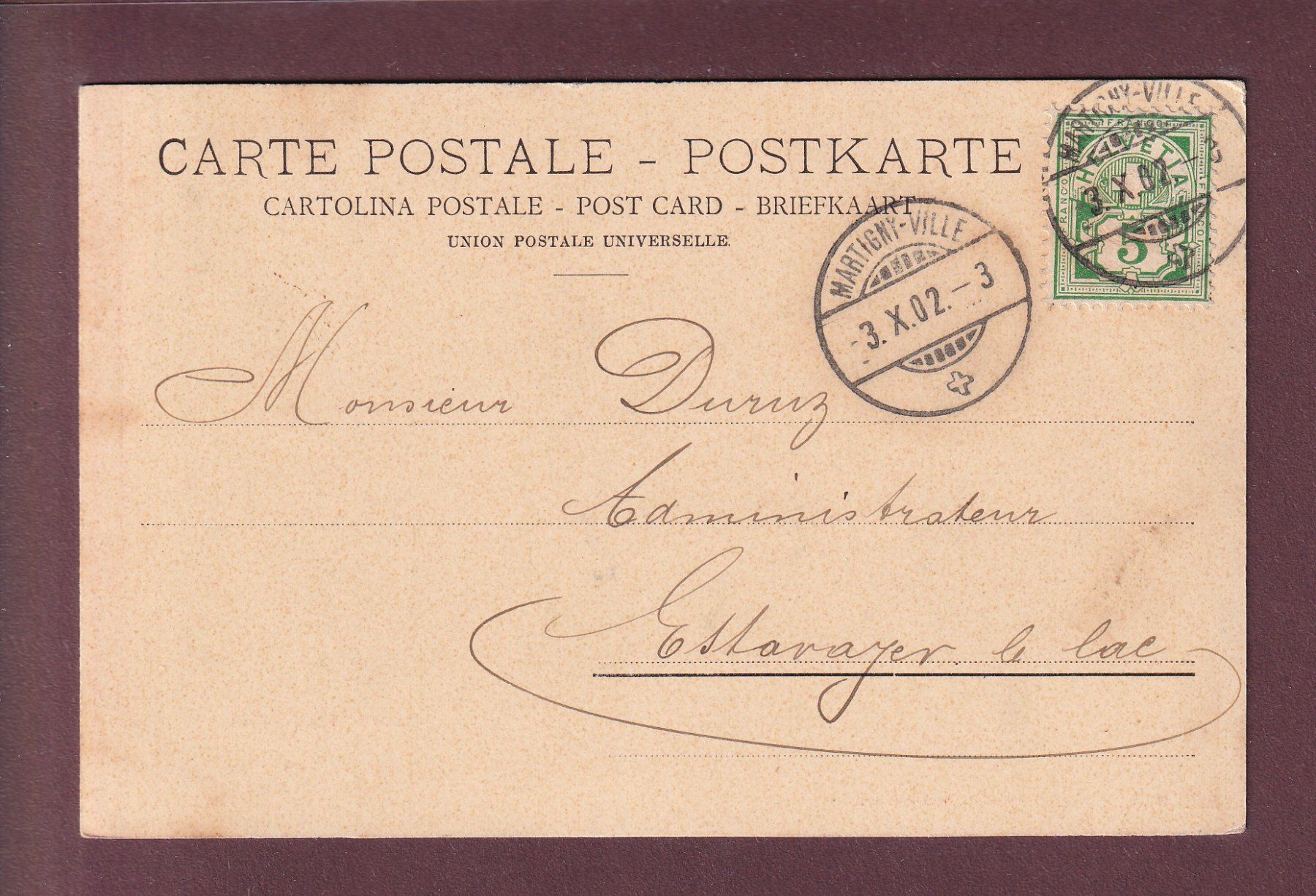 Cartoline postali: SALVAN - Lac des Marécottes - 1902 CPN – Usato da Pully venduto da nicecards 1