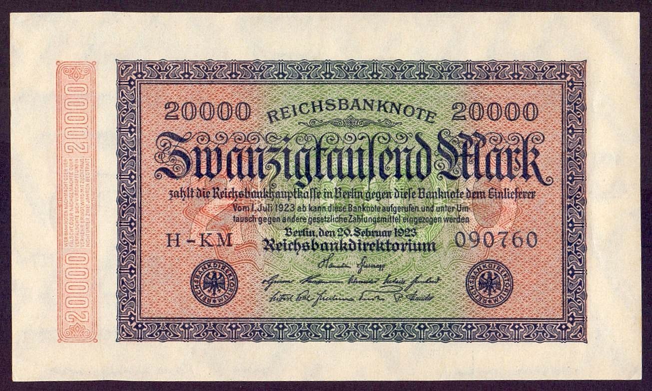 Banconote: 20'000 Mark 1923 UNZ – Nuovo (secondo la descrizione) da Flamatt venduto da samowarow 2