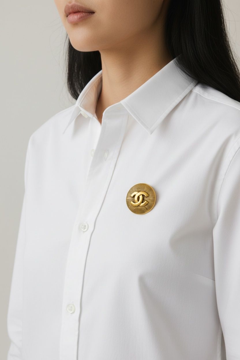 Chanel Spille & Fermagli: Chanel Brosche gold rund – Usato da Binningen venduto da Designerlabels 1