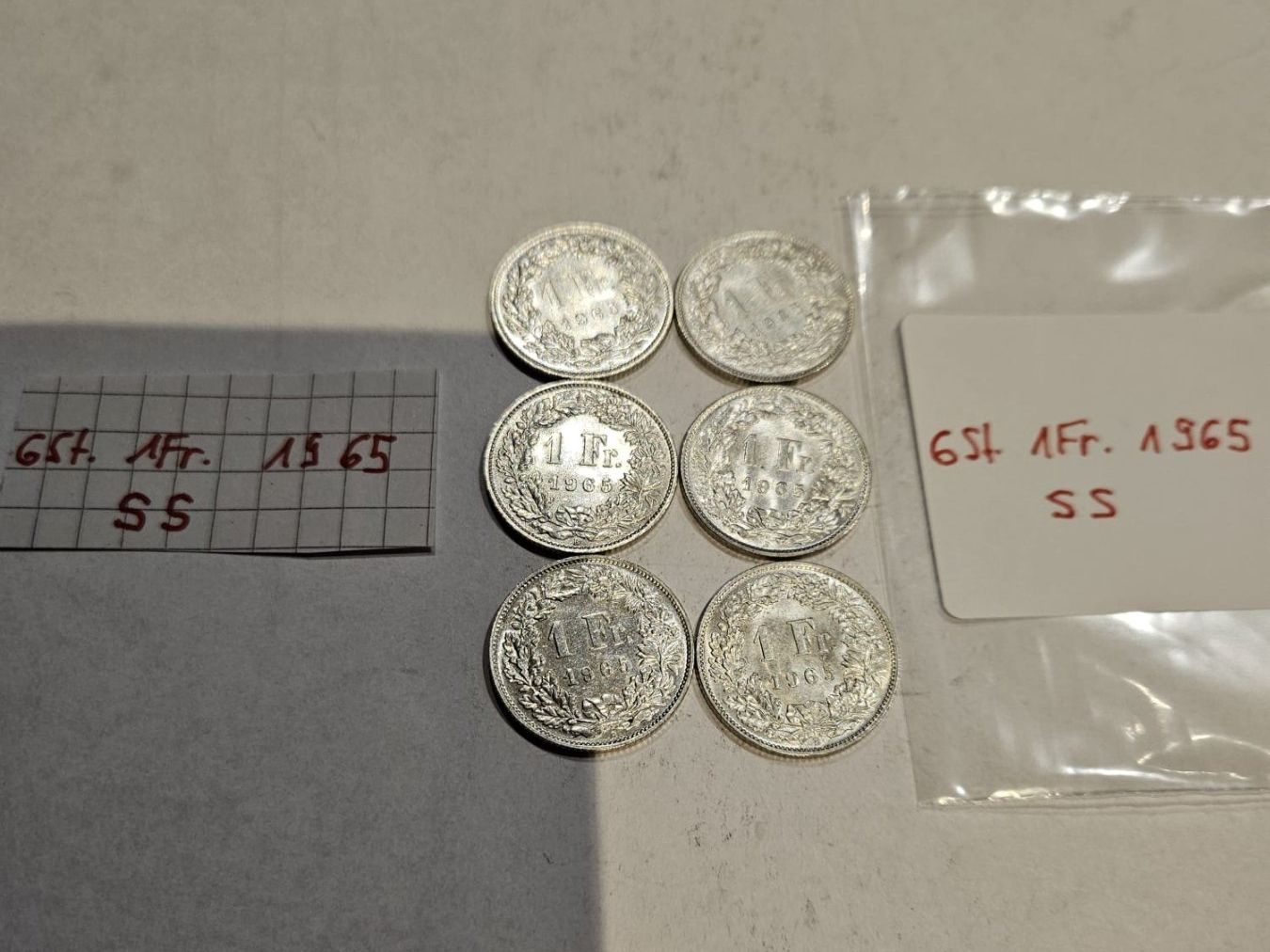 Tutti le monete: Einfränkler Set 6 Stück, 1965 ss – Usato da Grächen venduto da Hel7890